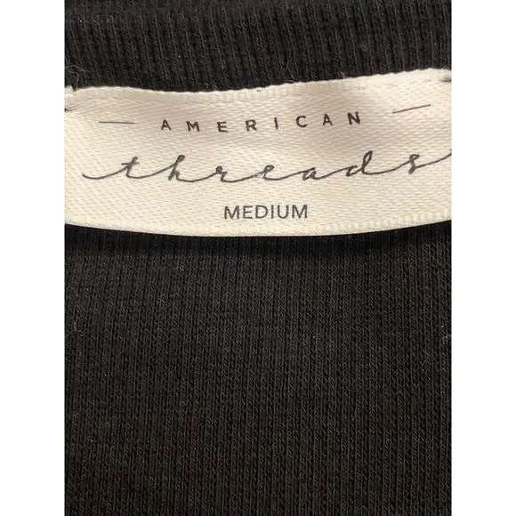 American Threads Ruffled Ribbed V-Neck Thong Black Bodysuit Medium - Picture 6 of 7